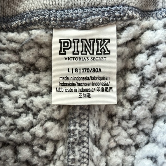 Victoria's Secret PINK Jogger Sherpa Women's Light Gray Sz Large - Picture 6 of 9